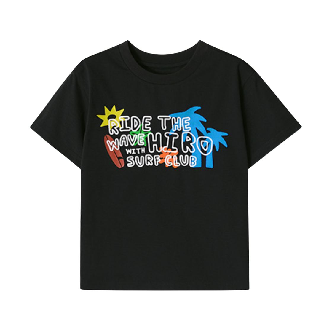 (키즈) 히로 드로잉 로고 티셔츠 블랙((Kids) Hiro Drawing Loro T-Shirt Black)
