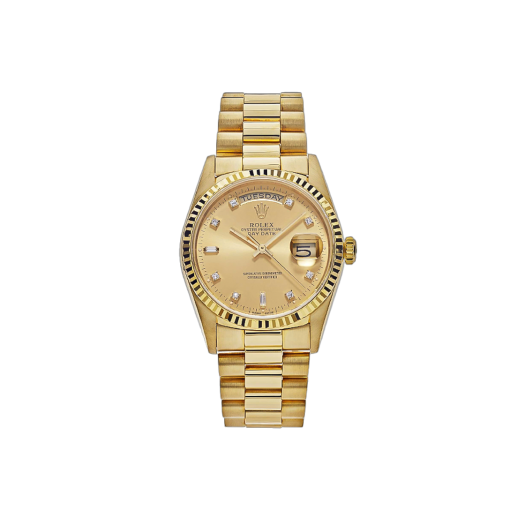 ITTGISEL5F2B Rolex Day-Date 36-18238 Champagne Baguette Diamond 2P+Diamond 8P President