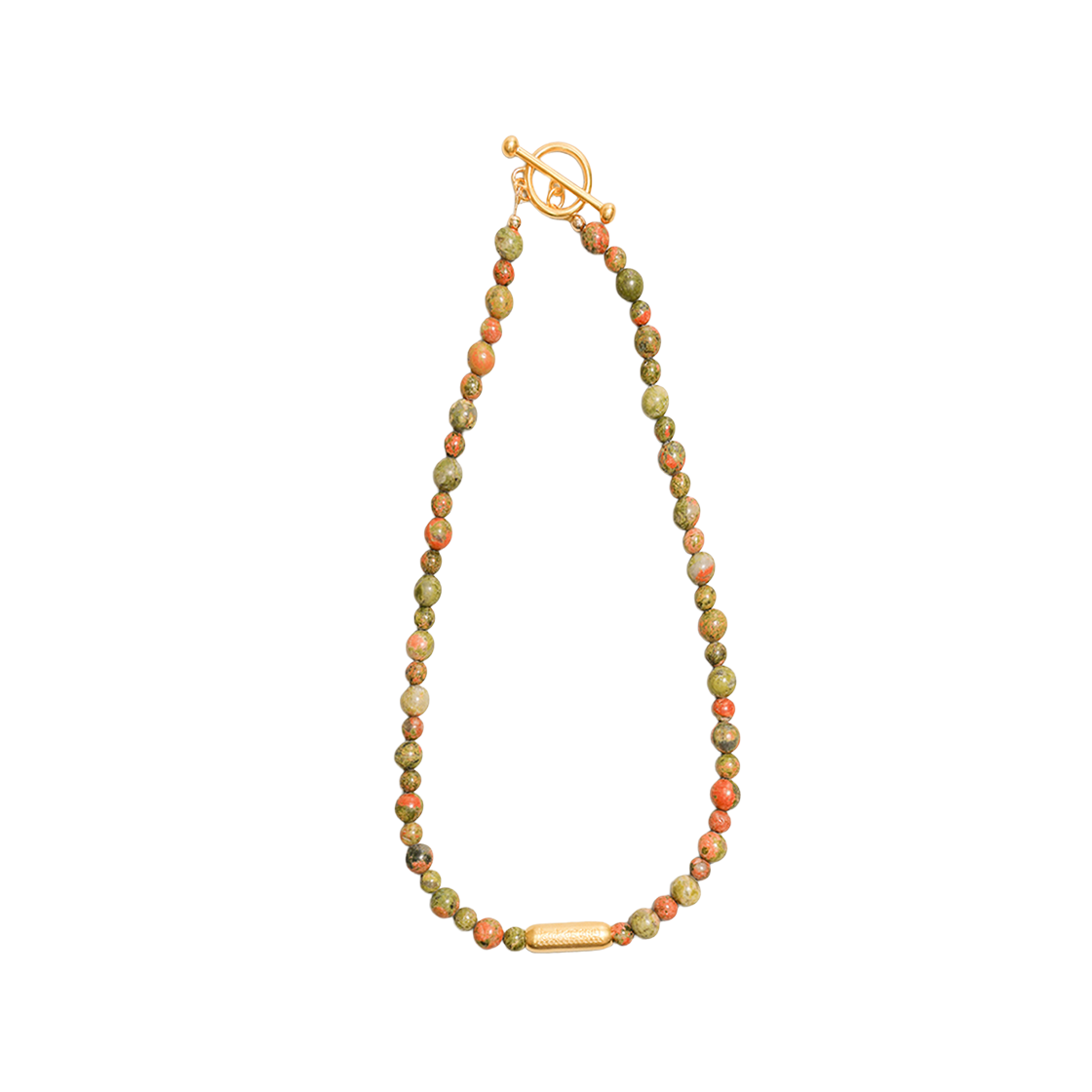 TBH52ABTN008GN TOWTOW.ARCHIVE Pill Logo Symbol Necklace Unakite Green