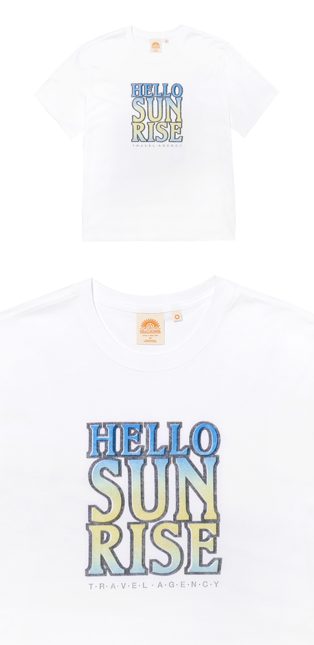 헬로선라이즈 그레이디언트 타이포 티_화이트 | Hello Sunrise