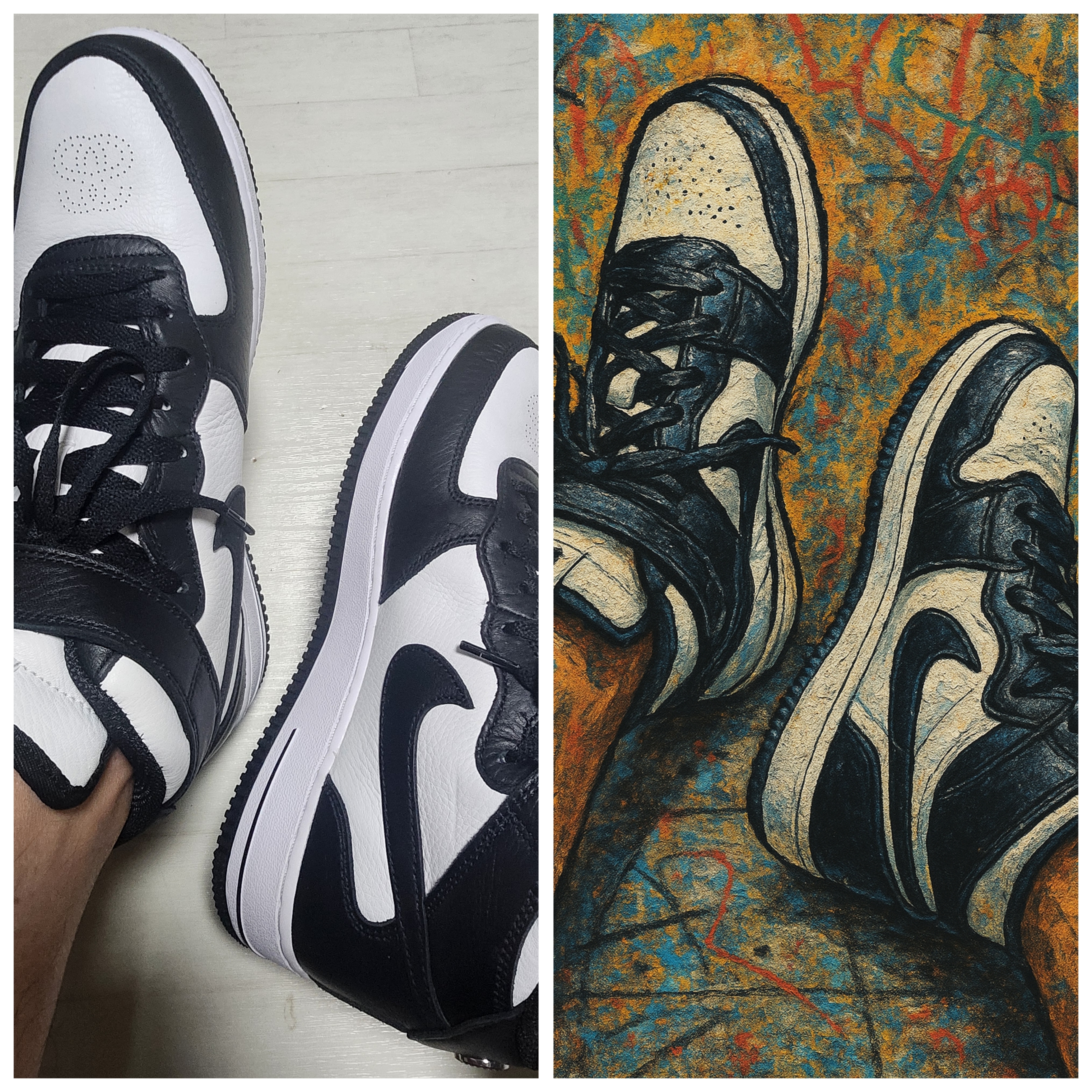 Nike x Stussy Air Force 1 '07 Mid SP Black and Light Bone, Nike x Stussy Air Force 1 '07 Mid SP Black 착용 스타일 - 1
