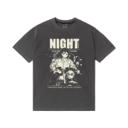 QT8 GARMENTS Night Drive Pigment Washed Tee Charcoal