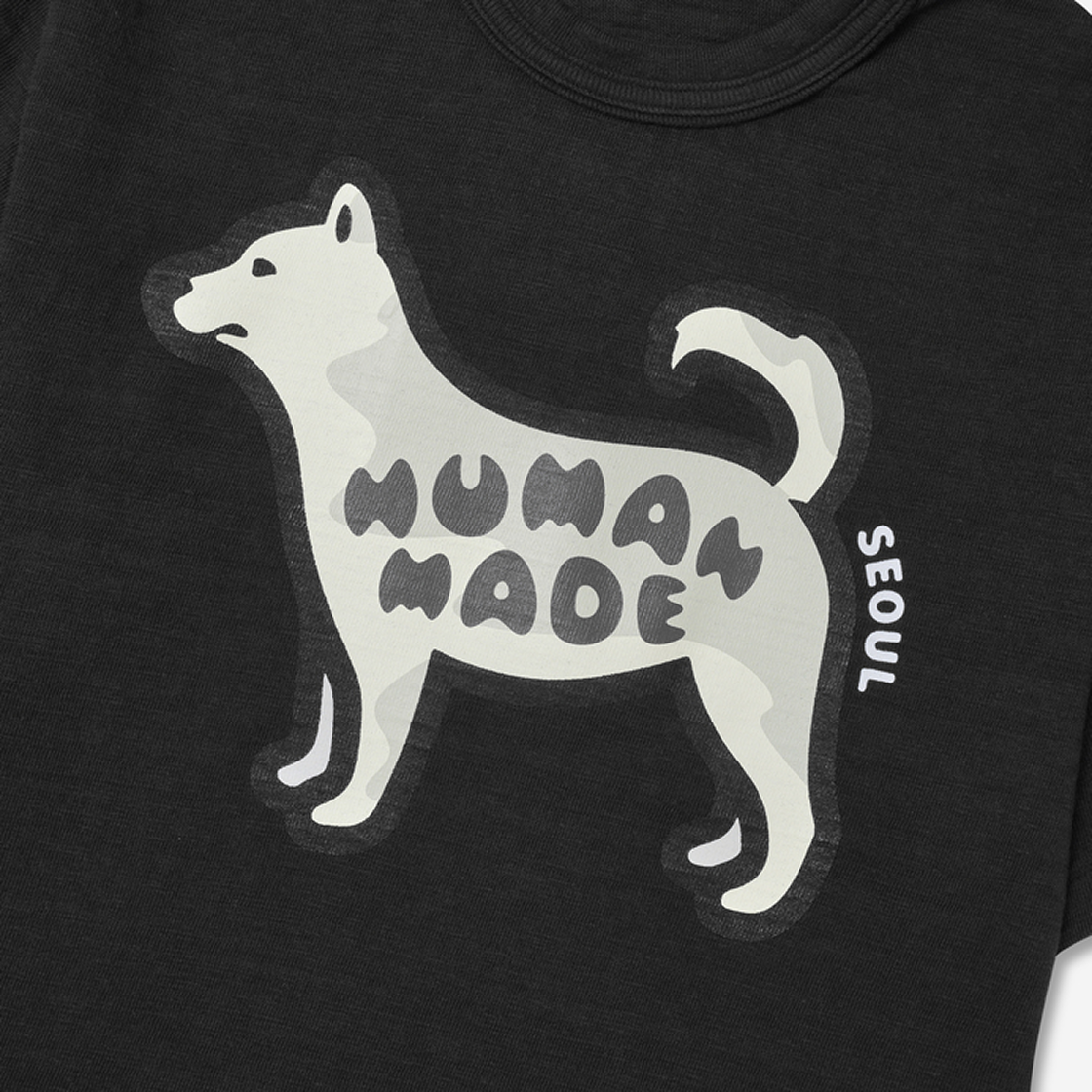 휴먼 메이드 애니멀 그래픽 티셔츠 진돗개 블랙 - 서울 스토어