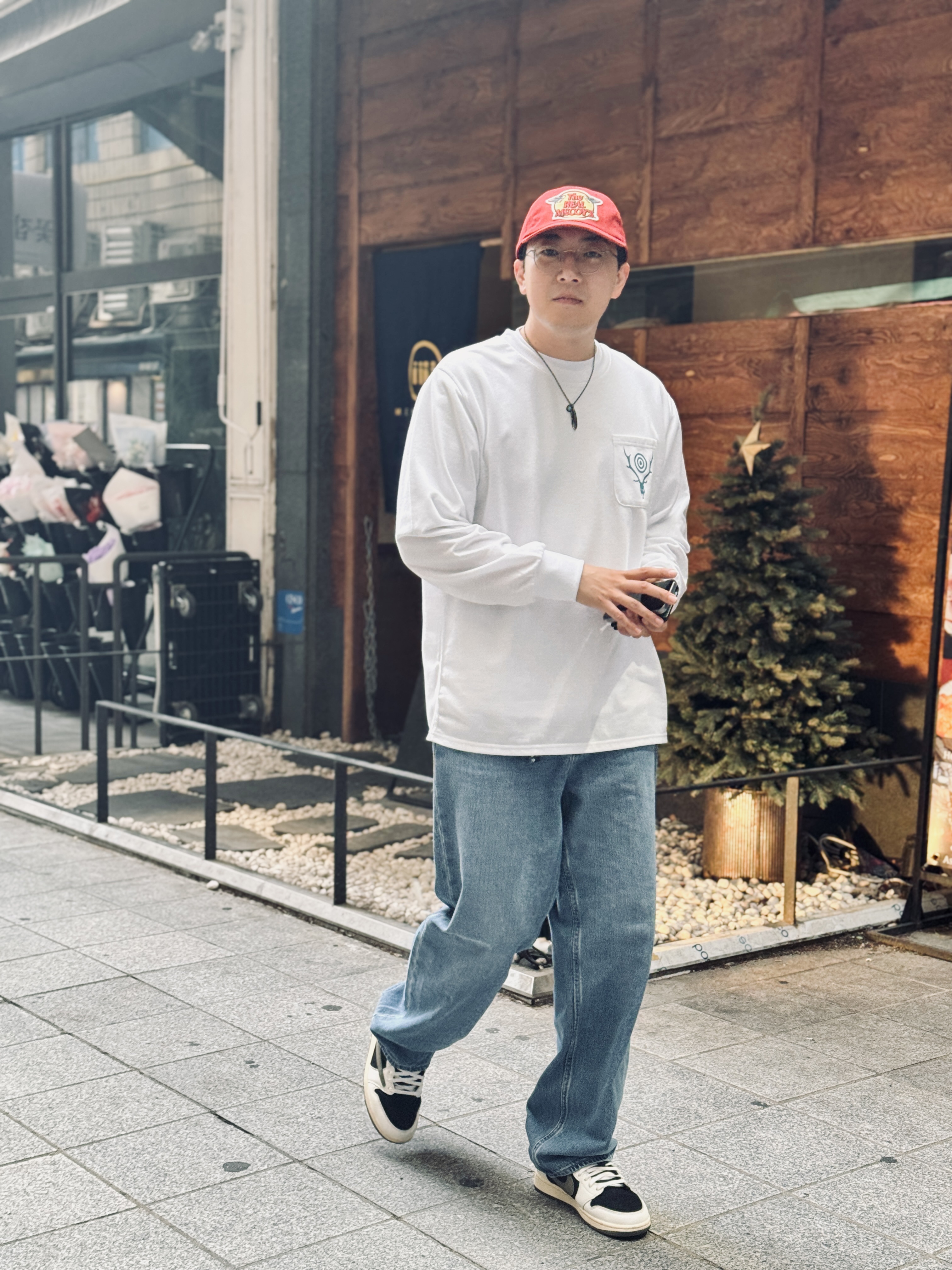 The Real McCoy's Logo Baseball Cap Red 착용 스타일 - 2