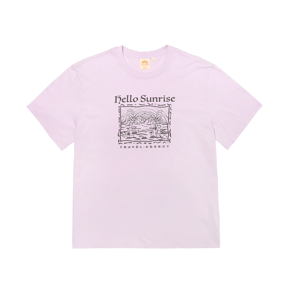 헬로선라이즈 팜 트리 그래픽 티 라이트 퍼플(Hello Sunrise Palm Tree Graphic Tee Light Purple)