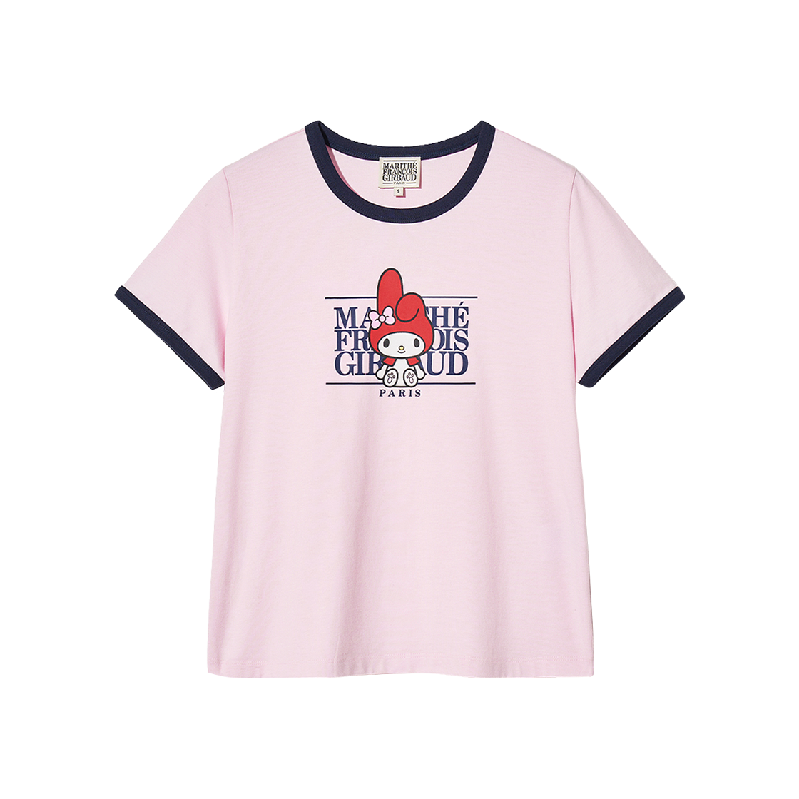 (W) 마리떼 프랑소와 저버 x 마이 멜로디 링거 티셔츠 라이트 핑크((W) Marithe Francois Girbaud x My Melody Ringer T-Shirt Light Pink)