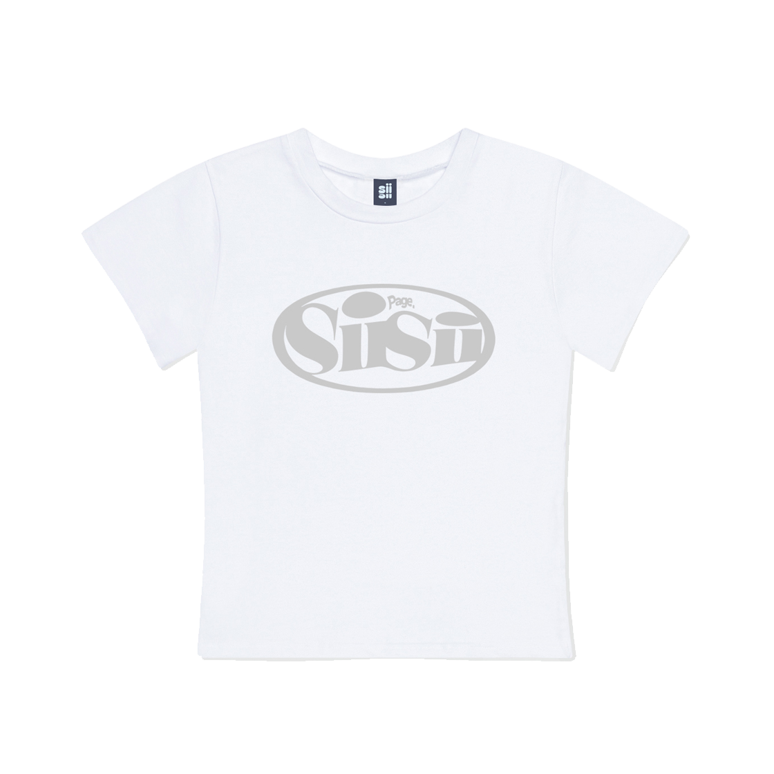 P241STS012WH pagesiisii Oval Logo Print Slim Fit Short Sleeve T-shirt White