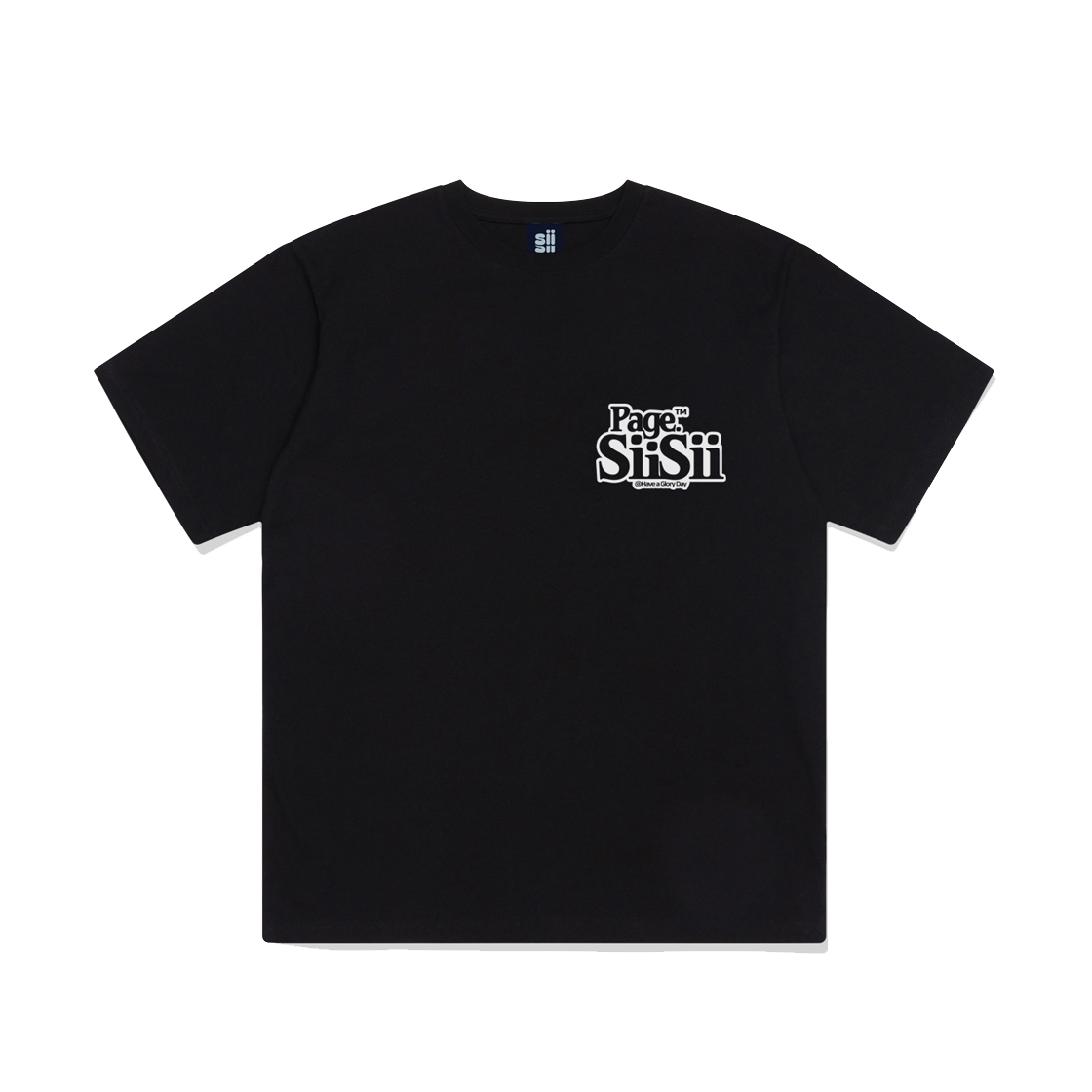 P241OTS022BK pagesiisii Basic Small Logo Print Short Sleeve T-shirt Black
