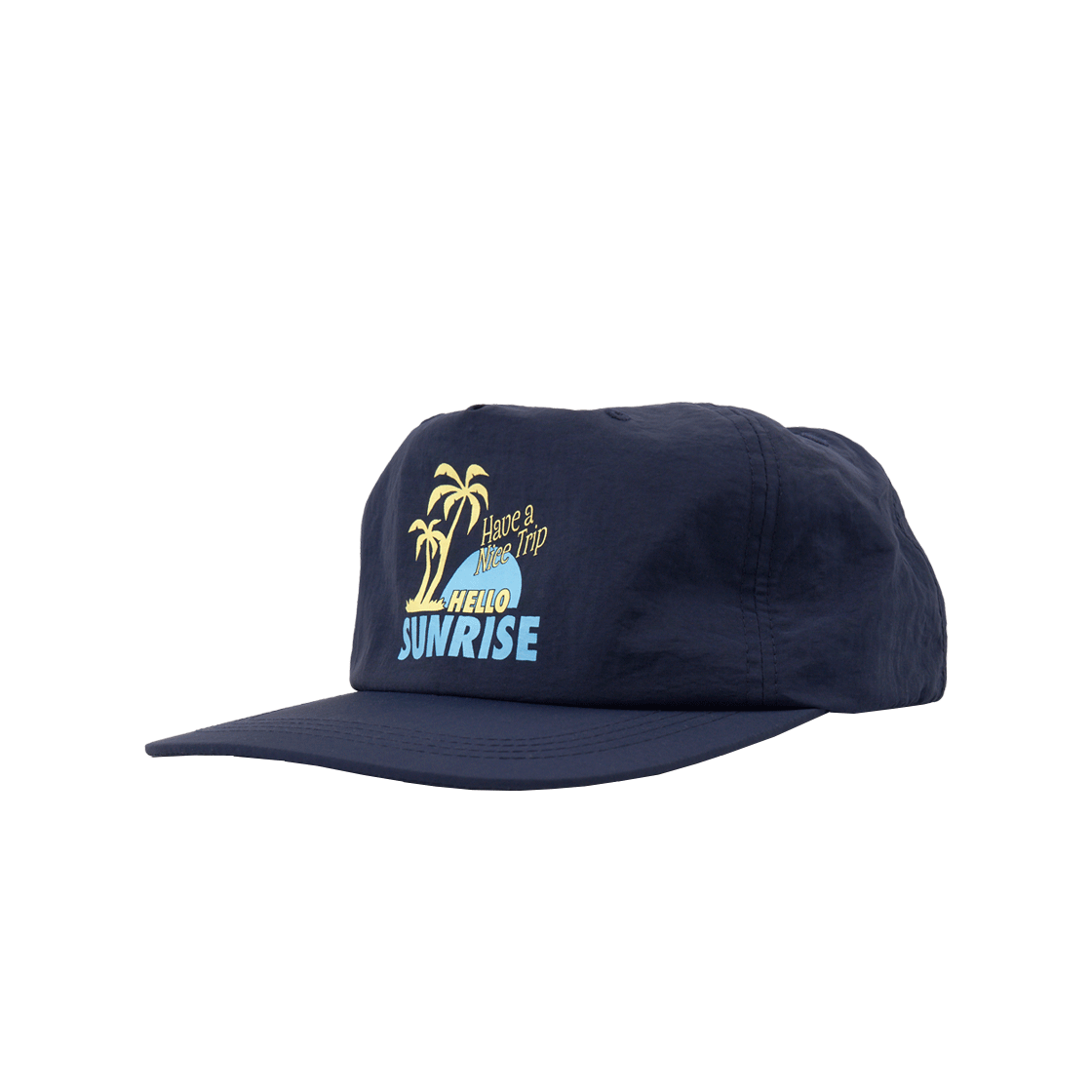 【HELLO SUNRISE】90s Palm Tree Relaxed Fit 5Panel Cap/追跡付 헬로선라이즈 90s 팜 트리 릴랙스 핏 5패널 캡_네이비 | Hello