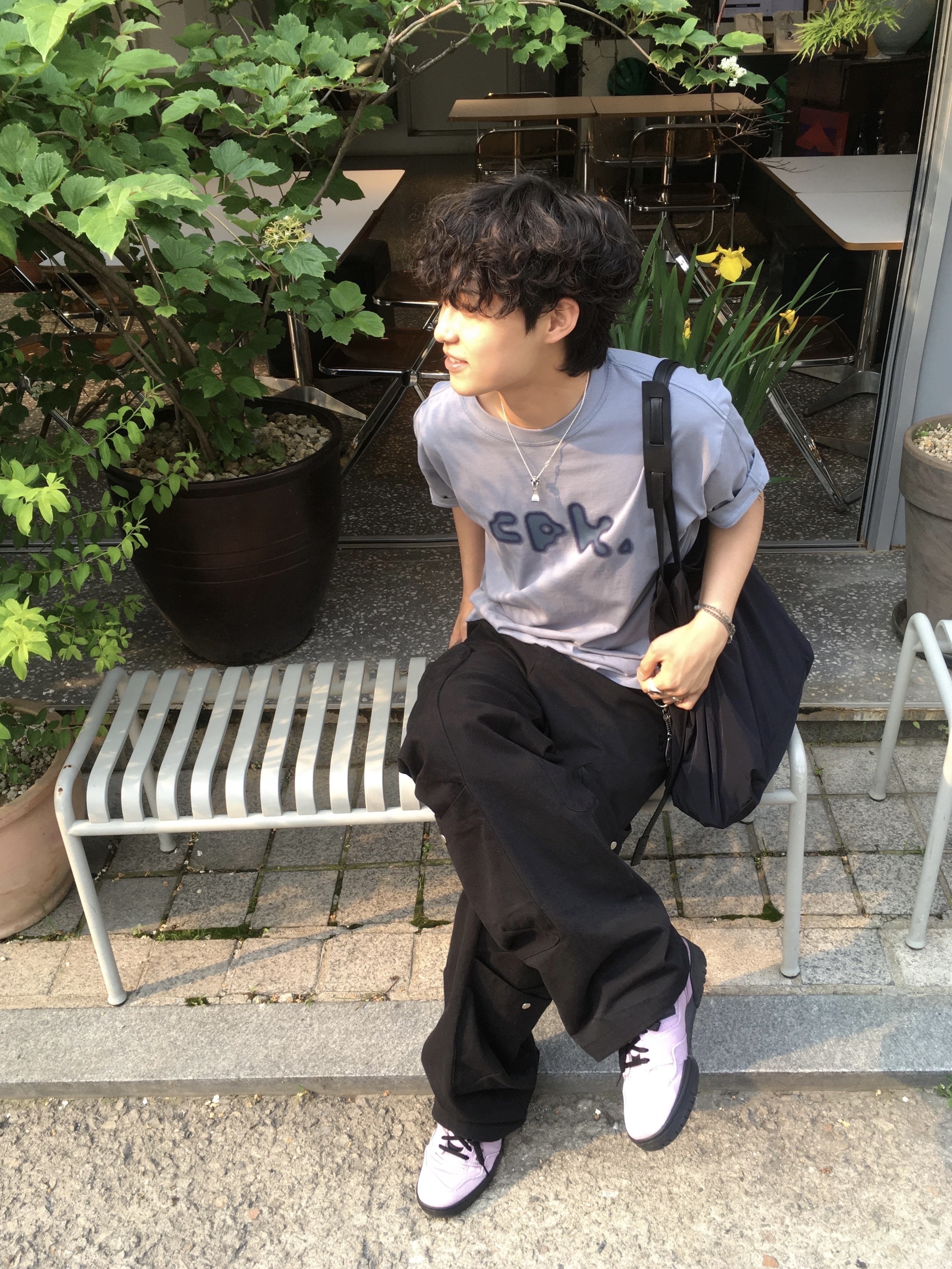 Cost Per Kilo Techno Logo S/S Tee Blue, Sansan Gear Layer Pocket Pants Black 착용 스타일