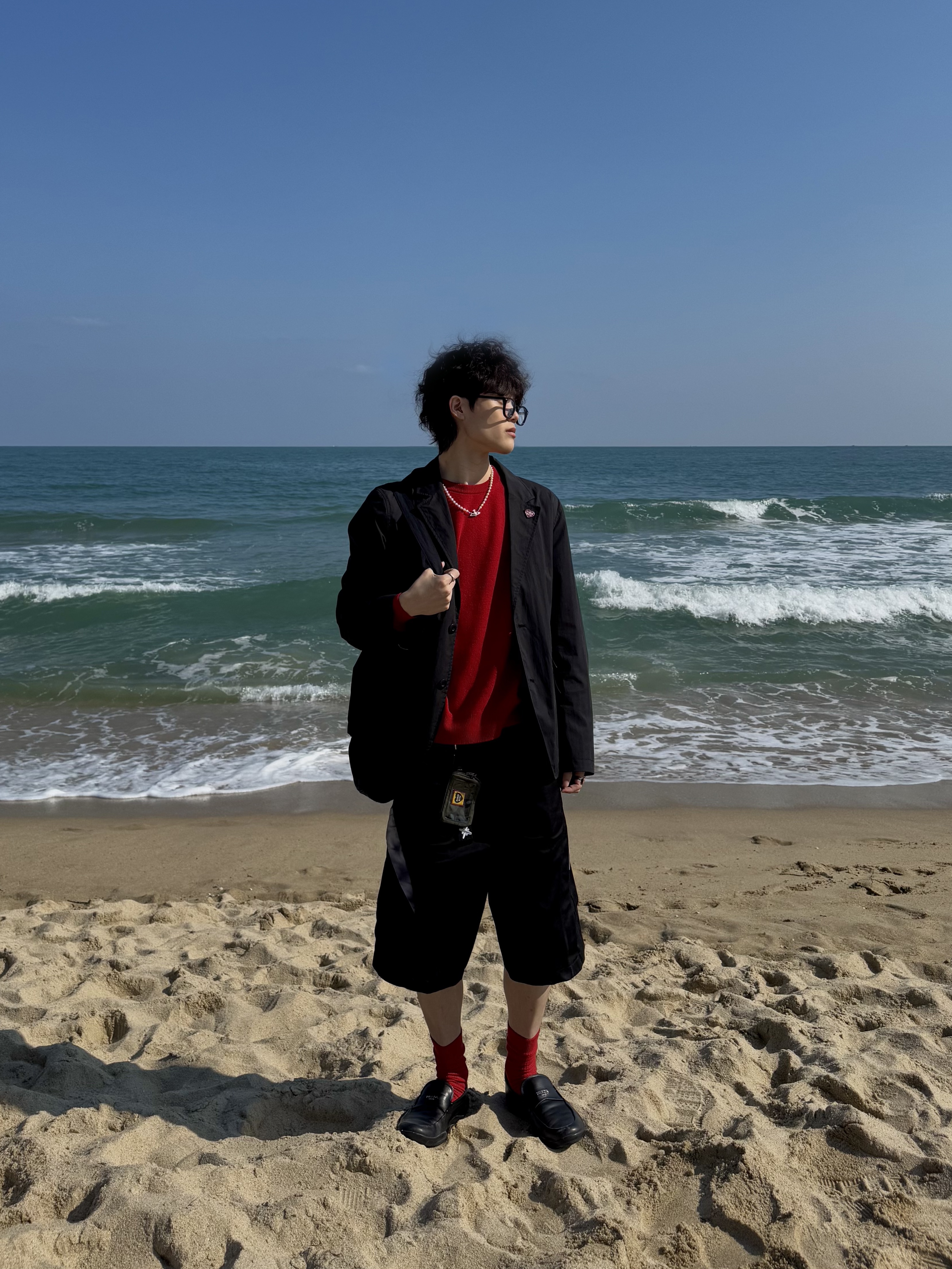 [KREAM 단독] Jian Ye Basic Unit 03 Charcoal - 24FW, Oakley Eye Jacket Redux Matte Black Frame Prizm Grey Lenses High Bridge Fit 착용 스타일 - 4