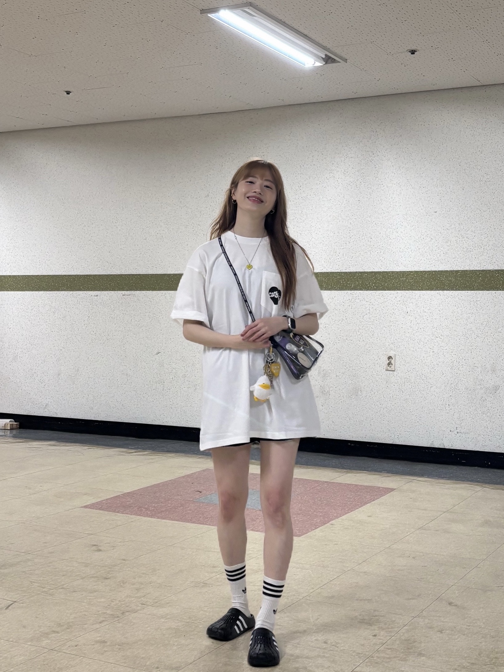 Adidas Adilette Clog Black White, (W) Adidas Firebird Shorts Black - KR Sizing 착용 스타일 - 6