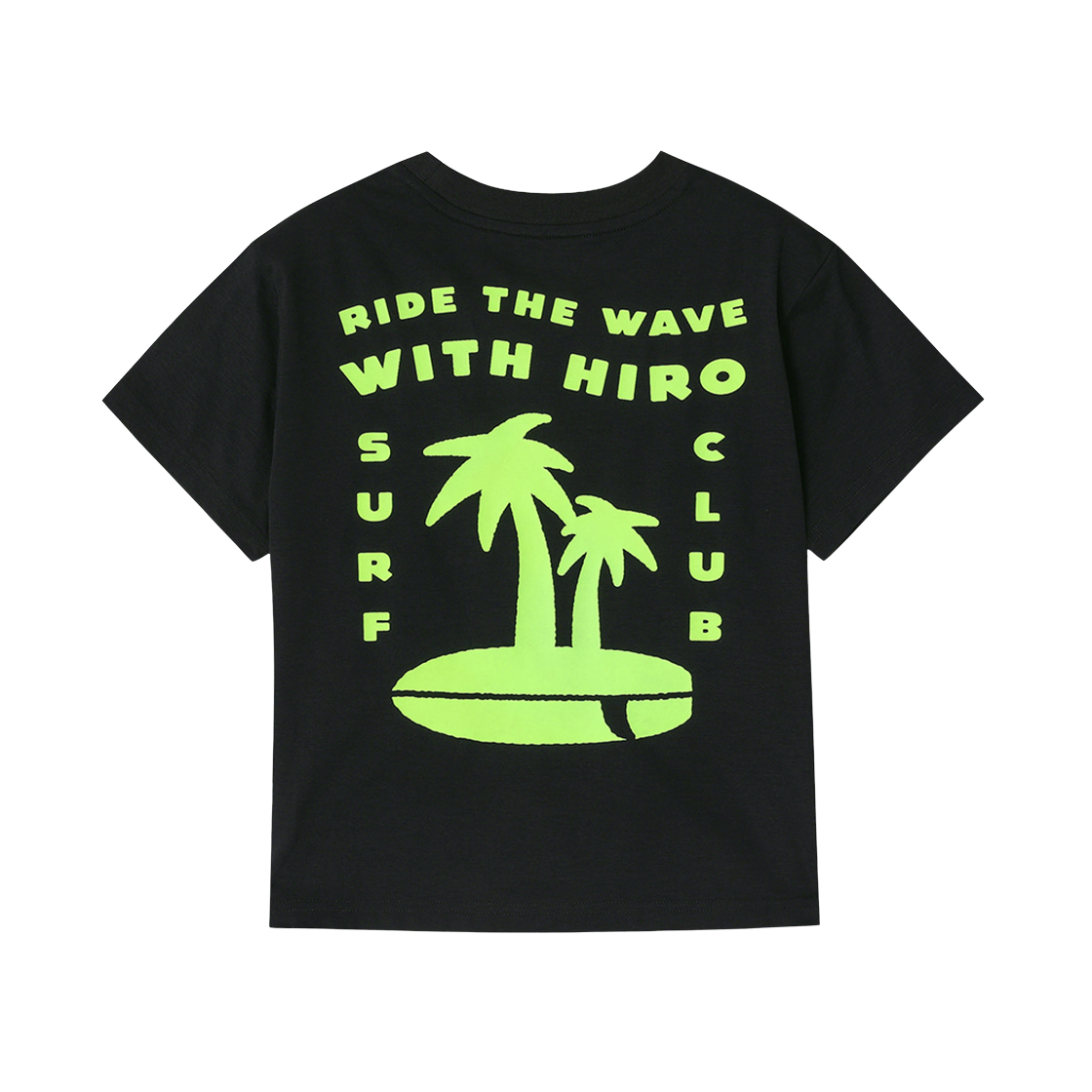 (키즈) 히로 서핑 로고 티셔츠 네온 옐로우((Kids) Hiro Surfing Logo T-Shirt Neon Yellow)