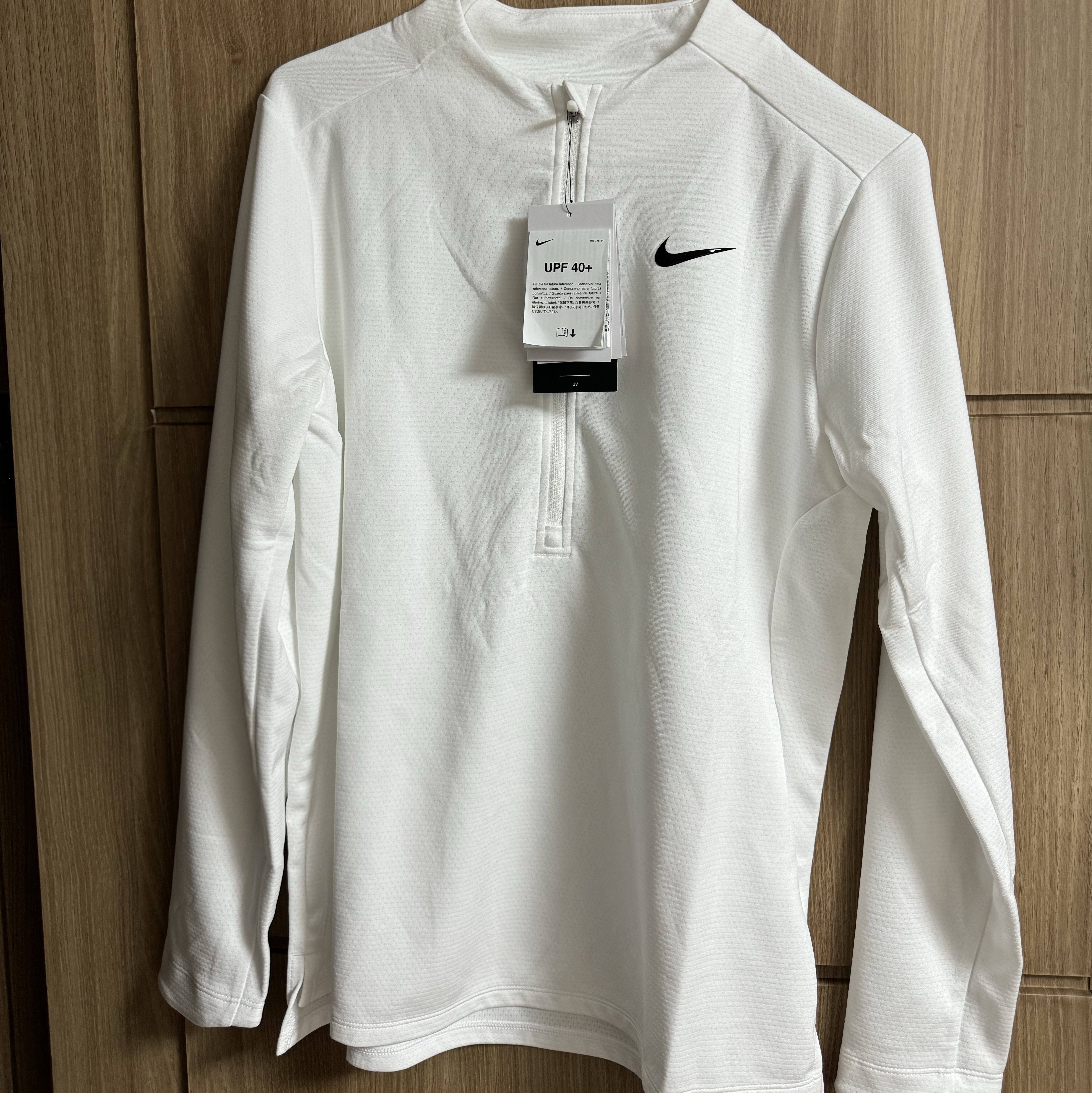 (W) Nike Dri-Fit UV Advantage Half Zip Golf Top White - Asia 착용 스타일