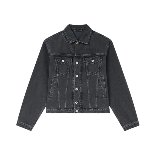KM5DOTDKZ06RG Kenzo Boke Flower Embroidered Trucker Jacket In Japanese Denim Stone Bleached Black Denim - 25FW