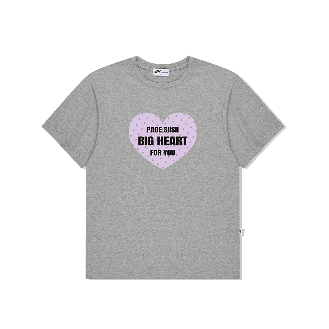 P251OTS010SG pagesiisii Big Heart For You Printing Short Sleeve T-shirt Melange Gray