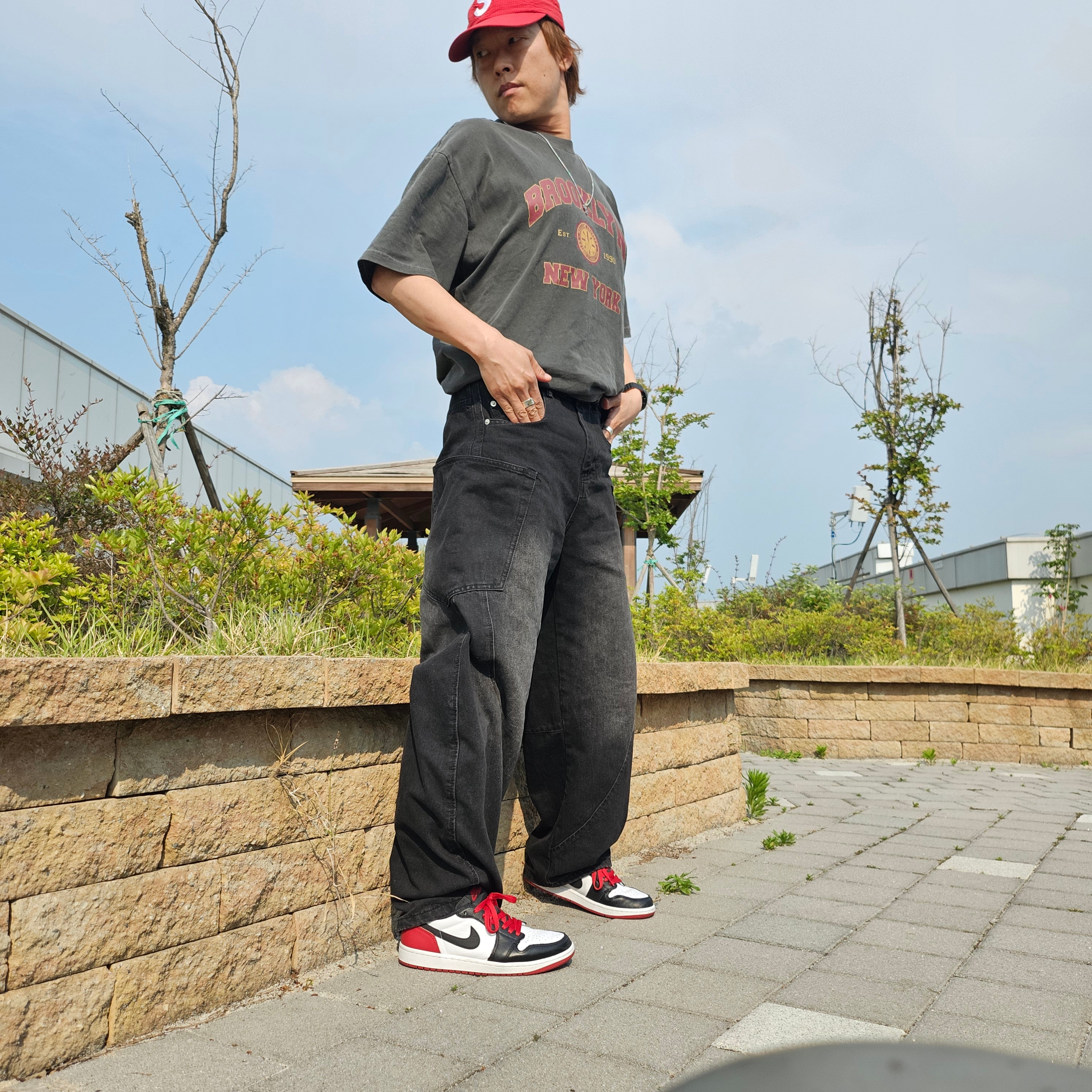 Jordan 1 Retro Low OG Black Toe, Gucci Ghost Ring Silver 9mm 착용 스타일 - 2