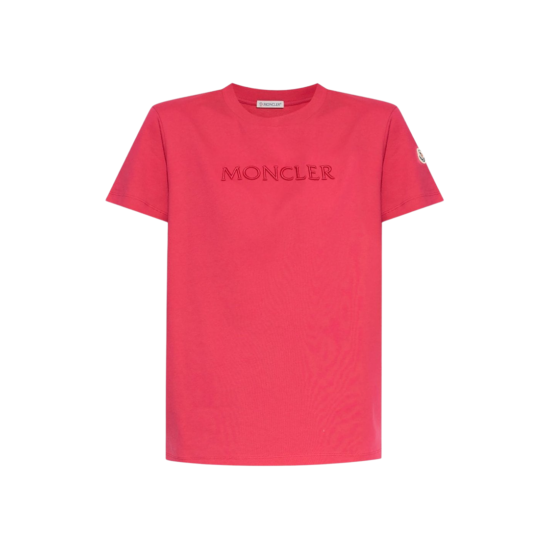 (W) 몽클레르 자수 토날 로고 코튼 티셔츠 푸시아 - 25SS((W) Moncler Embroidered Tonal Logo Cotton T-Shirt Fuchsia - 25SS) - 1