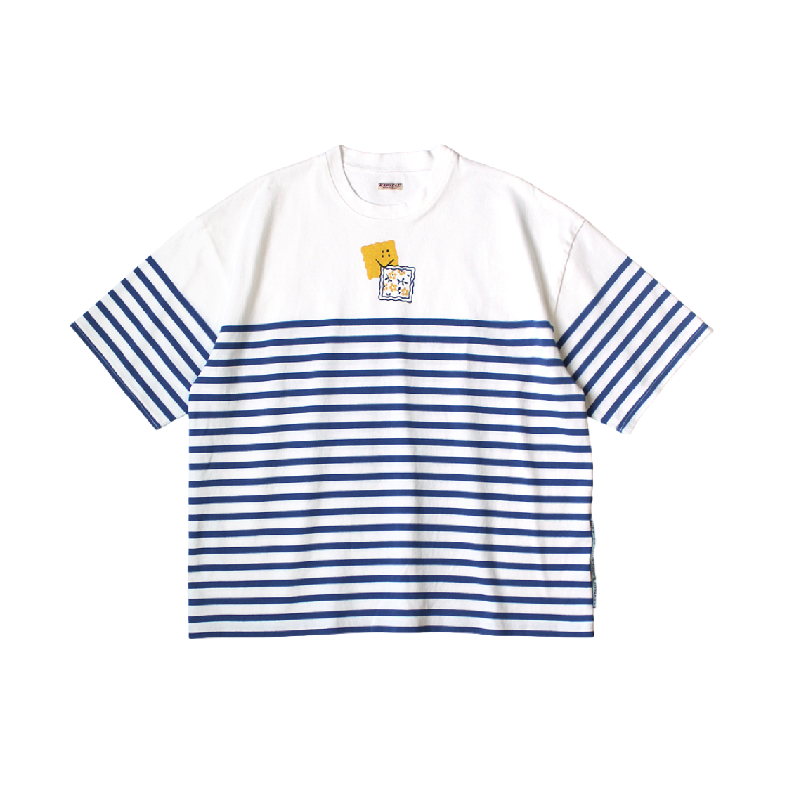 K2503SC056 Kapital Panel Border Jersey Box T-Shirt Peckish Small Rainbow Y Pt White