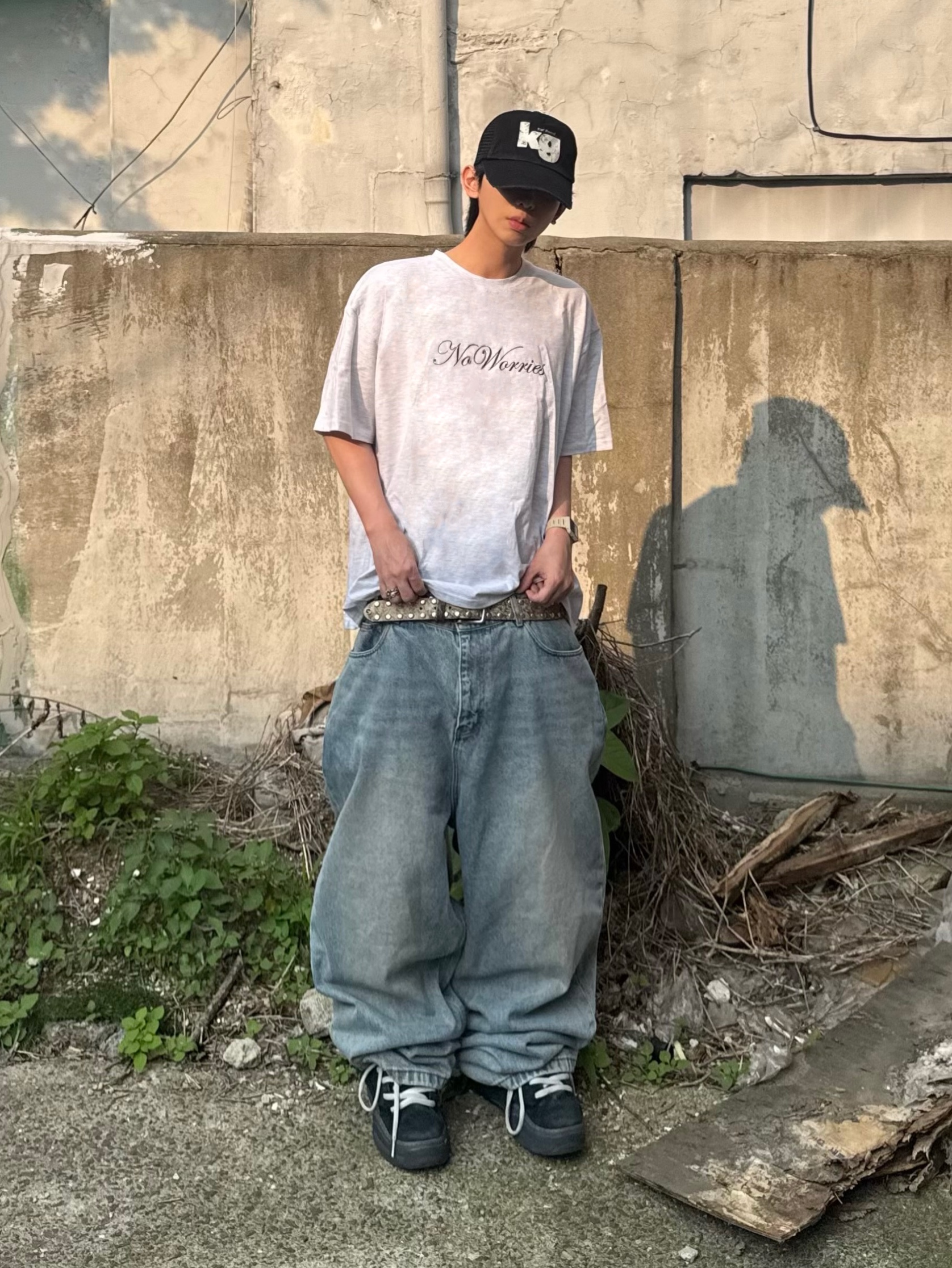 GRAILZ x KOIN SEOUL Kg Logo Cap Black, Stussy 8 Ball Studded Belt Raw Cowhide Hair 착용 스타일 - 1