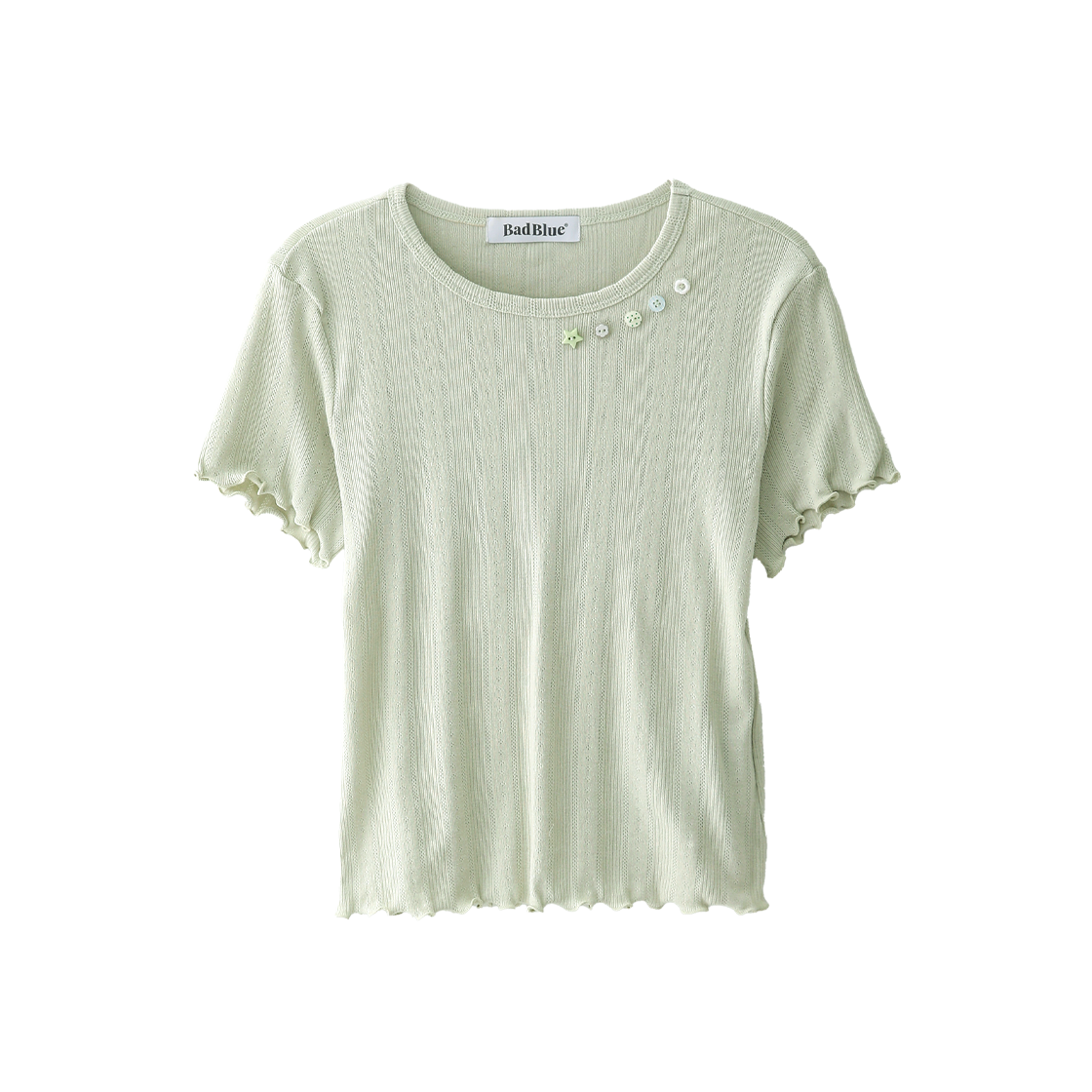 배드블루 버튼 베이비 티 그린(BadBlue Buttons Baby Tee Green)