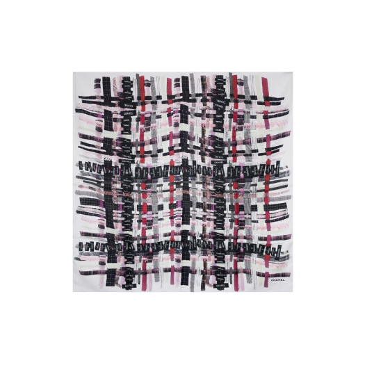IT8CFIQSIKUG Chanel Label Printing Square Scarf 90 White/Multi-color