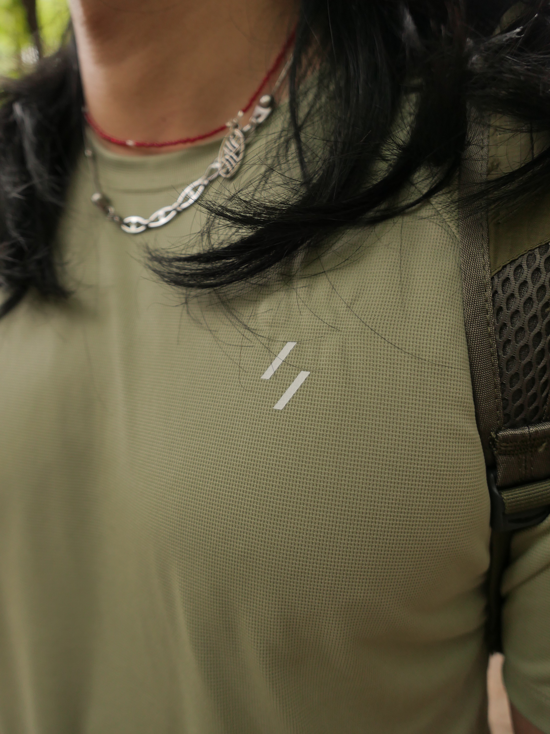 Welter Experiment Brisa Raglan T-Shirt Sage Green 착용 스타일 - 3