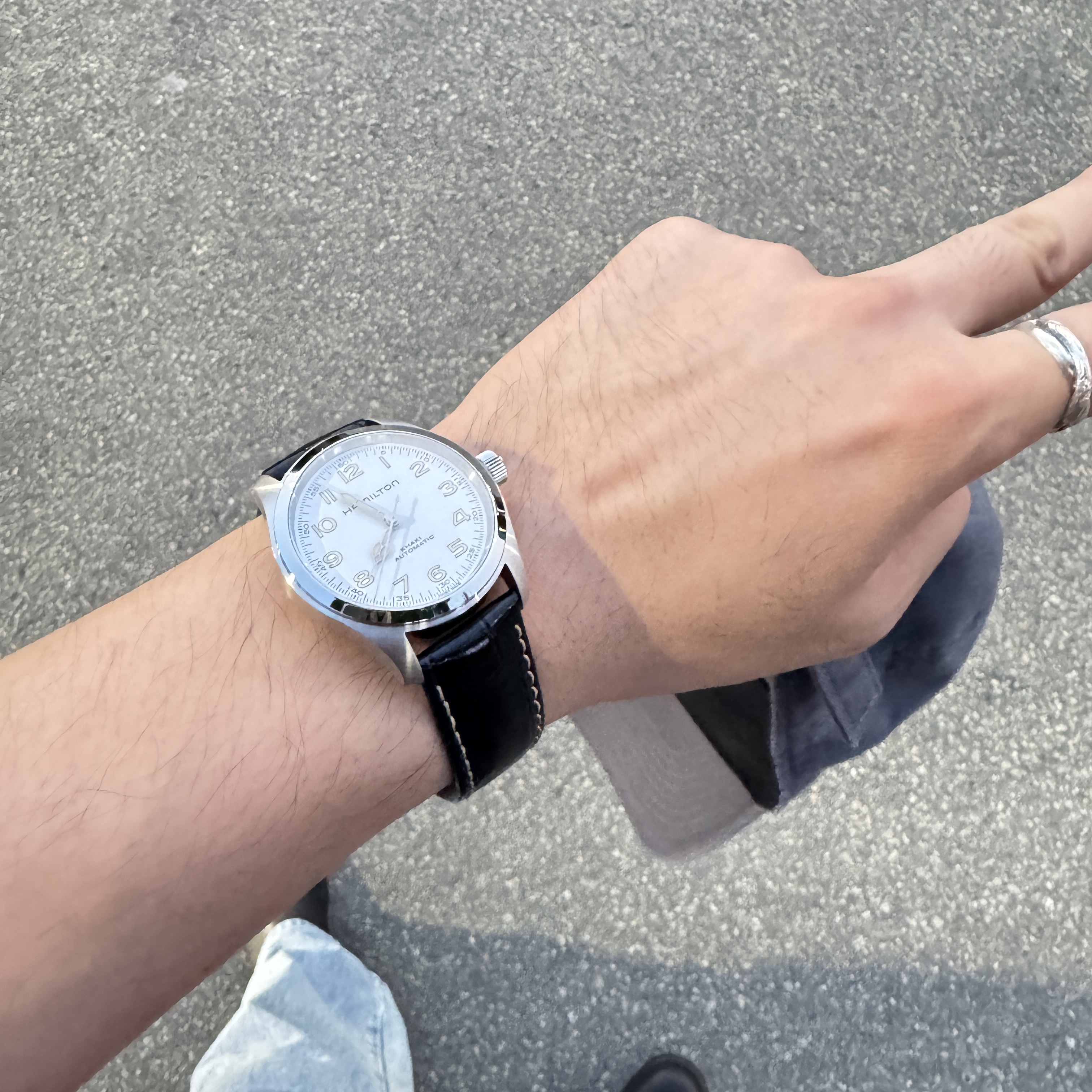 Hamilton Khaki Field Murph 38mm Automatic Stainless Steel Leather Silver 착용 스타일
