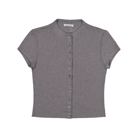 PYT25SPTS020GY PEYOTE High Neck Button Top Gray
