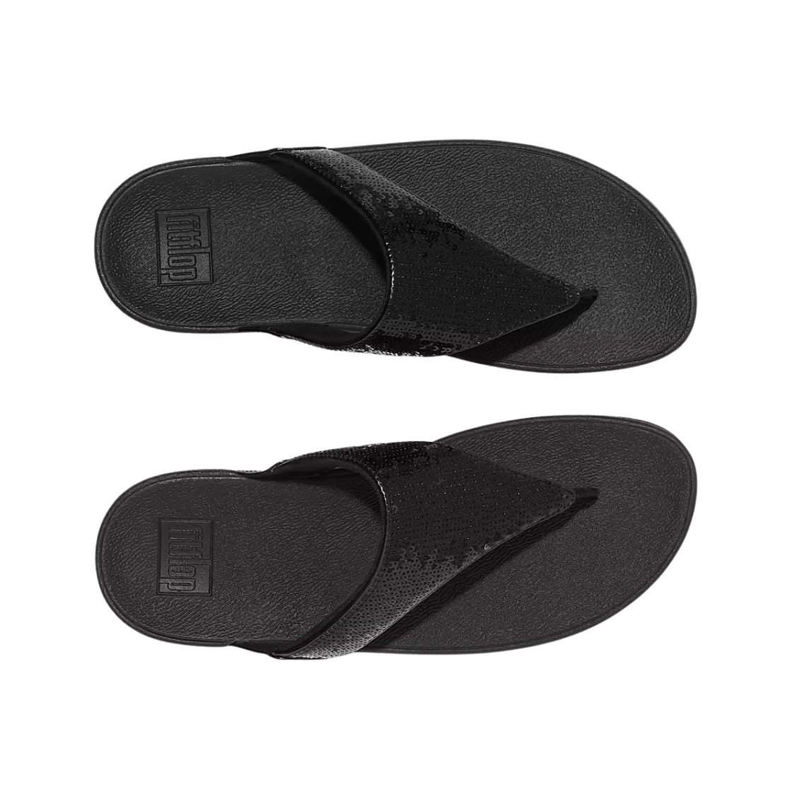 (W) 핏플랍 루루 시퀸 토 포스트 샌들 올 블랙((W) FITFLOP Lulu Sequin Toe Post Sandals All Black) - 2