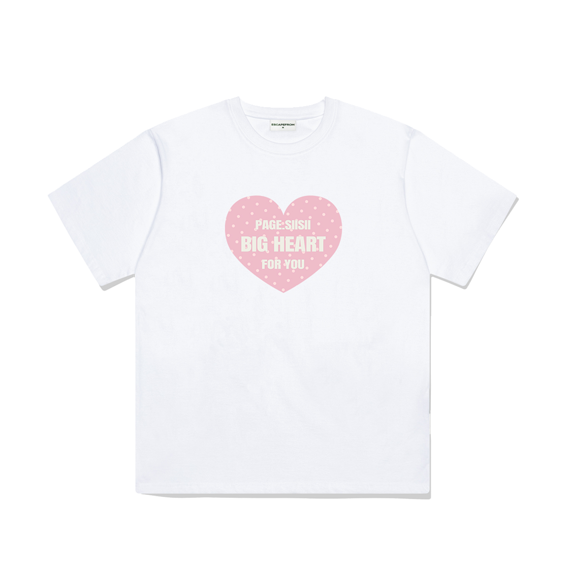 P251OTS011WH pagesiisii Big Heart For You Printing Short Sleeve T-shirt White
