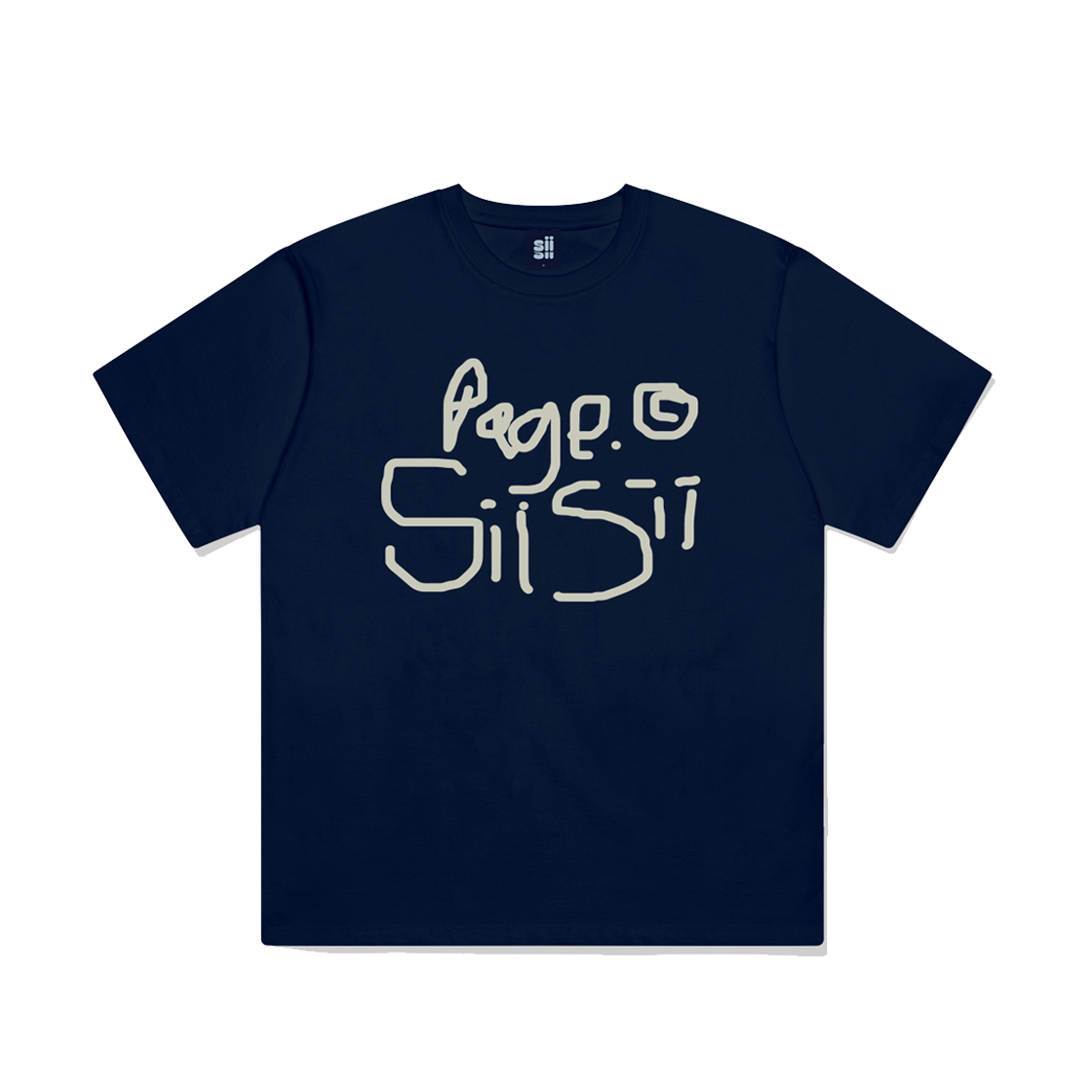 페이지시시 낙서 페이지시시 프린팅 반팔티 네이비(pagesiisii Doodle PageSiisii Print Short Sleeve T-shirt Navy) - 1