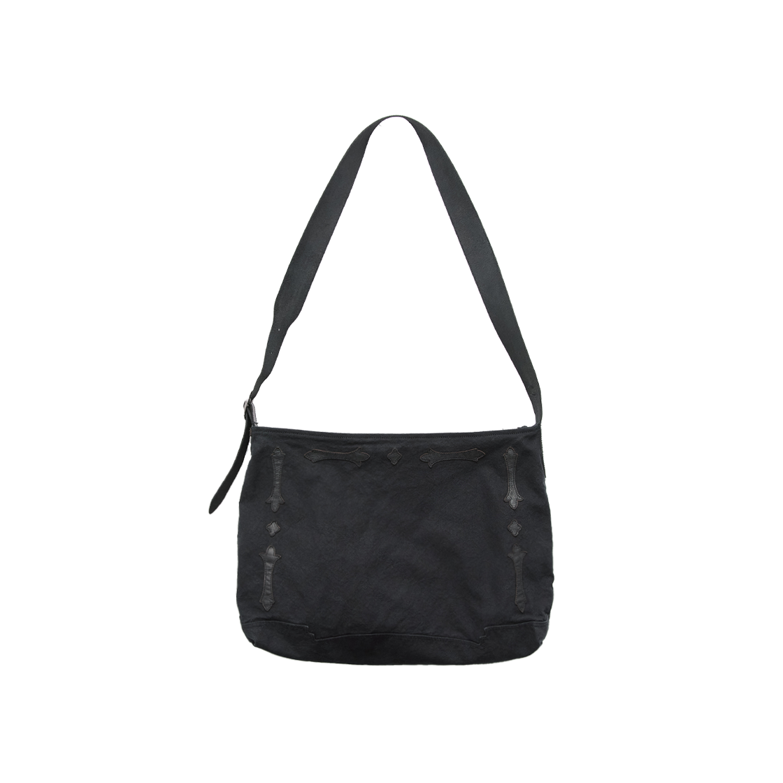 폴리테루 1011 플뢰르 패치드 크로스백 워시드 블랙(Polyteru 1011 Fleur Patched Cross Bag Washed Black)