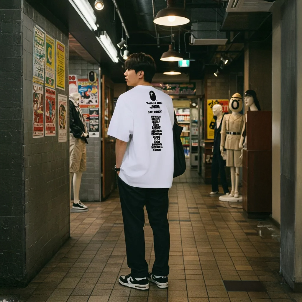 BAPE Japan Ape Head T-Shirt White 착용 스타일