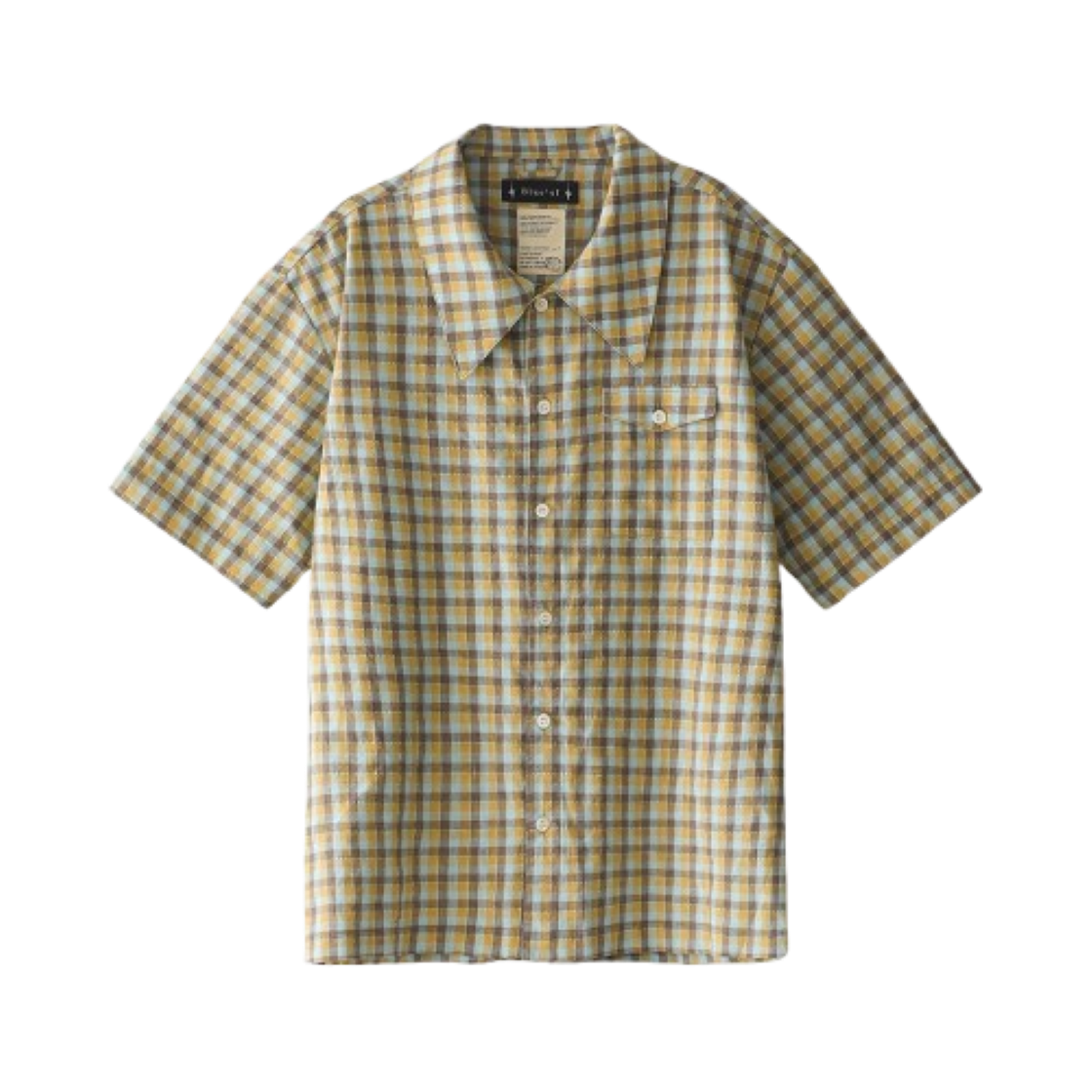 블루 선플라워 선 러브 체크 반팔 셔츠(Blue Sunflower Sun Love Check Shirt) - 2