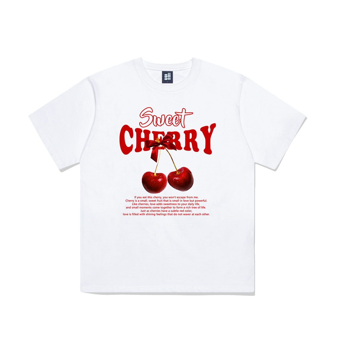 P241OTS023WH pagesiisii Sweet Cherry Print Short Sleeve T-shirt White