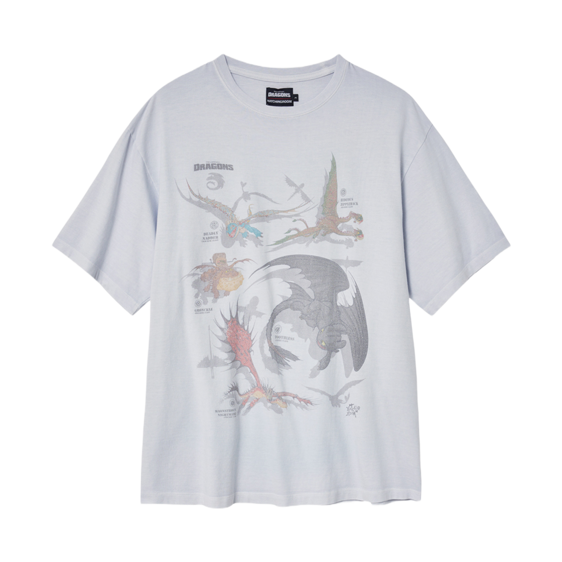 해칭룸 x 드래곤 길들이기 드래곤 티셔츠 라이트 그레이(Hatchingroom x How To Train Your Dragon Dragons T-Shirt Light Grey)