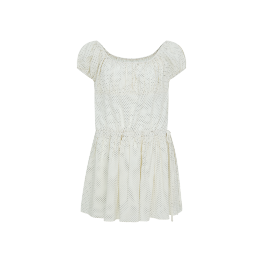 2025OP2074CRS Letter From Moon Dot Banding Shirring Mini Dress Cream