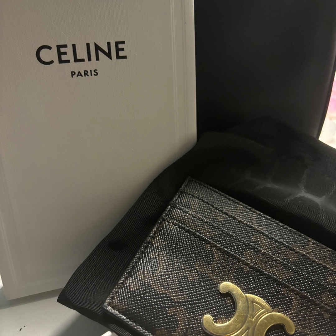 Celine Triomphe Card Holder in Triomphe Canvas Tan 착용 스타일