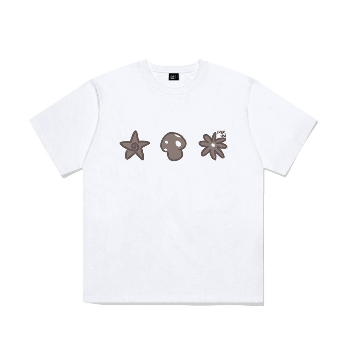 P251OTS044WH pagesiisii Three Icon Friends Printing Short Sleeve T-shirt White