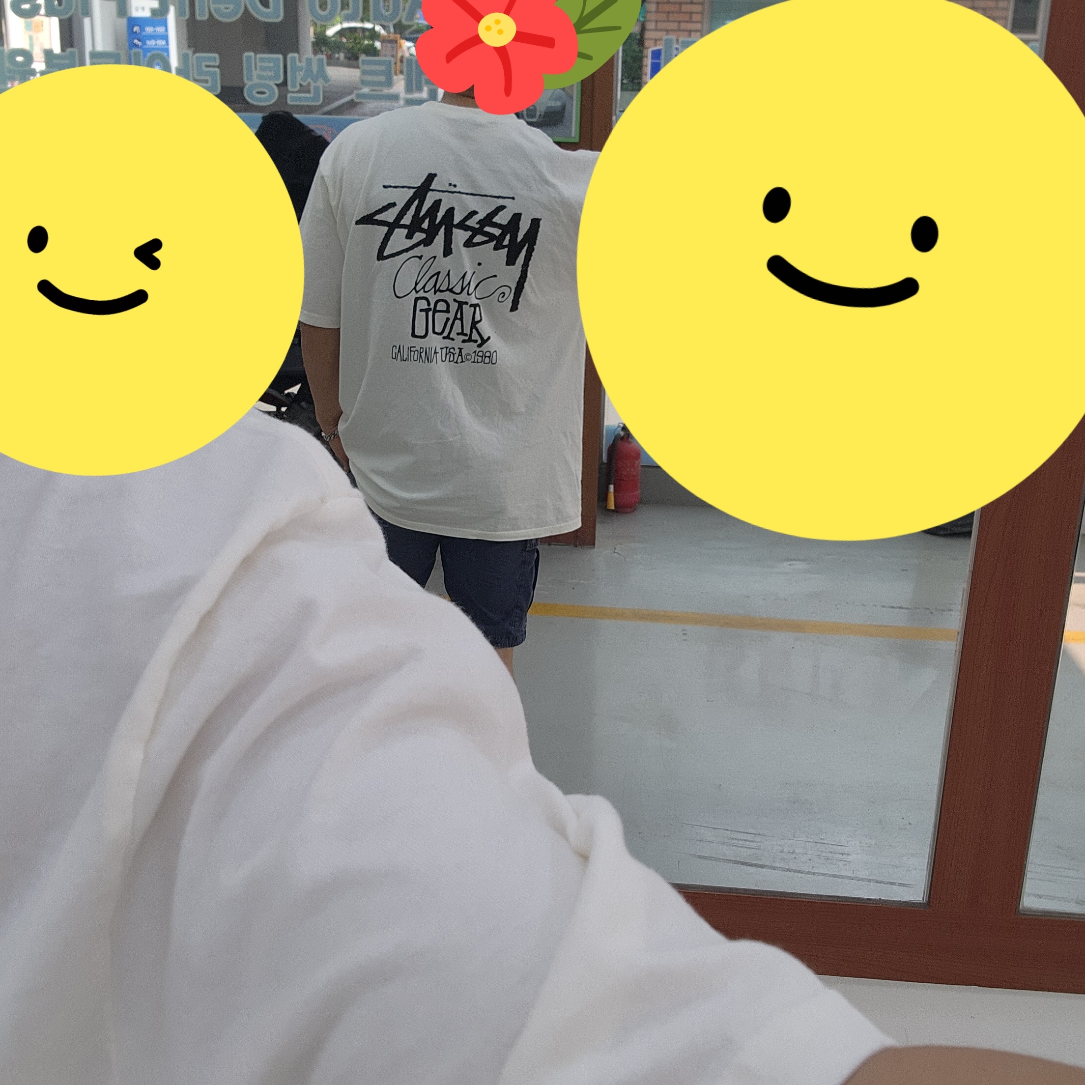 Stussy Pigment Dyed Classic Gear T-Shirt Natural 착용 스타일 - 2