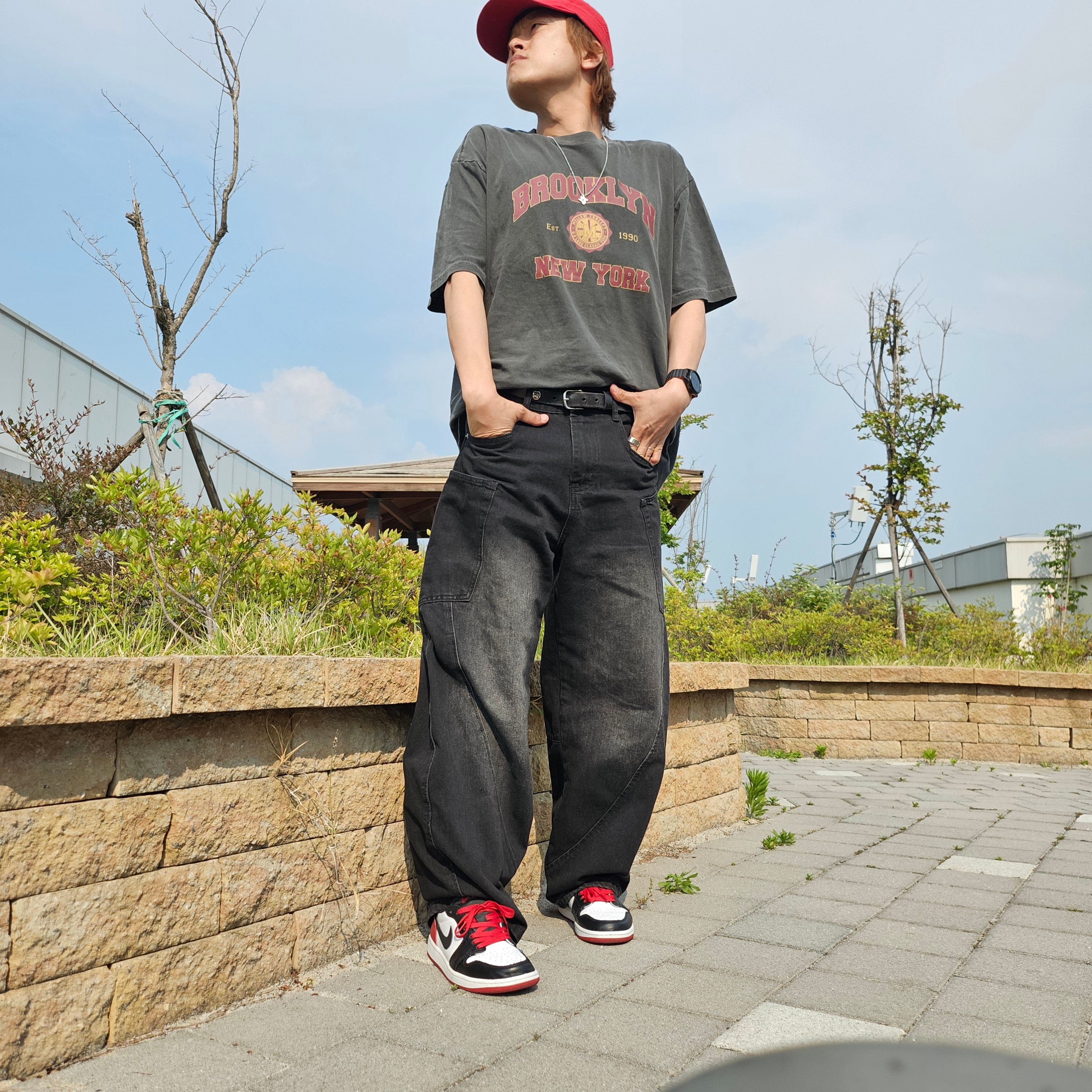 Jordan 1 Retro Low OG Black Toe, Gucci Ghost Ring Silver 9mm 착용 스타일 - 1
