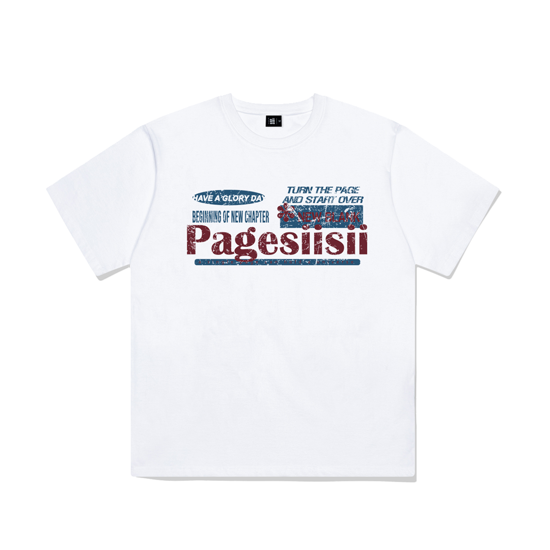 페이지시시 빈티지 블랭크 프린팅 반팔티 화이트(pagesiisii Vintage Blank Printing Short Sleeve T-shirt White) - 1