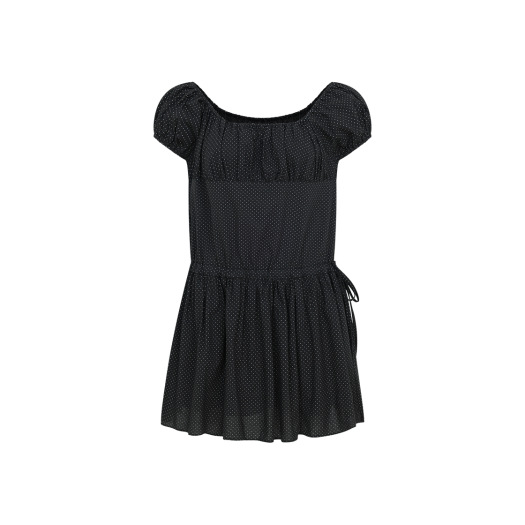 2025OP2075BKS Letter From Moon Dot Banding Shirring Mini Dress Black