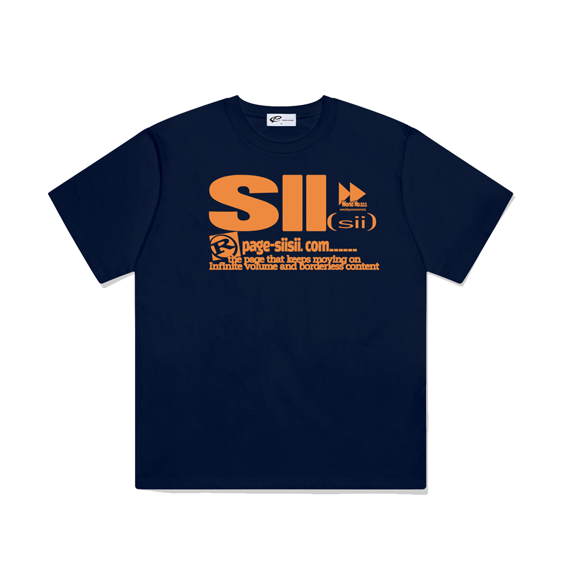 페이지시시 플레이 버튼 프린팅 반팔티 네이비(pagesiisii Play Button Printing Short Sleeve T-shirt Navy)