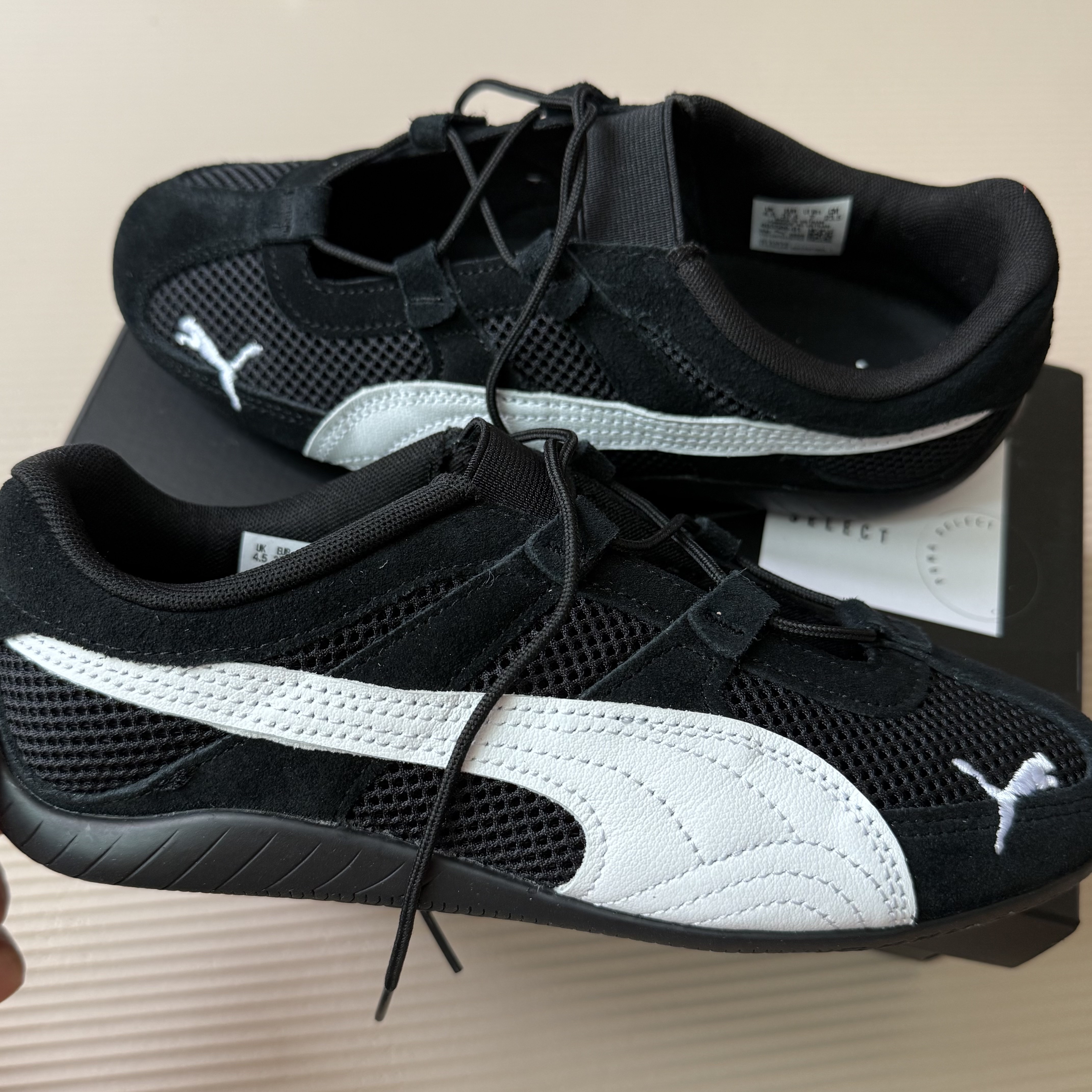 (W) Puma Speedcat Go Puma Black Puma White 착용 스타일 - 2
