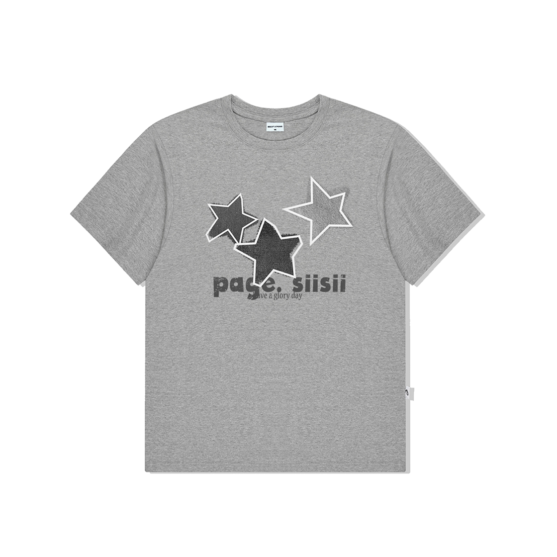 페이지시시 블랙 데님 스타 프린팅 반팔티 멜란지 그레이