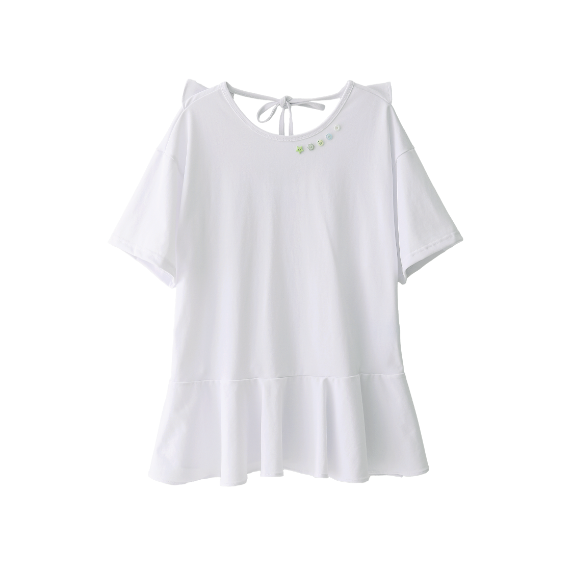 배드블루 버튼 엔젤 티 화이트(BadBlue Buttons Angel Tee White)