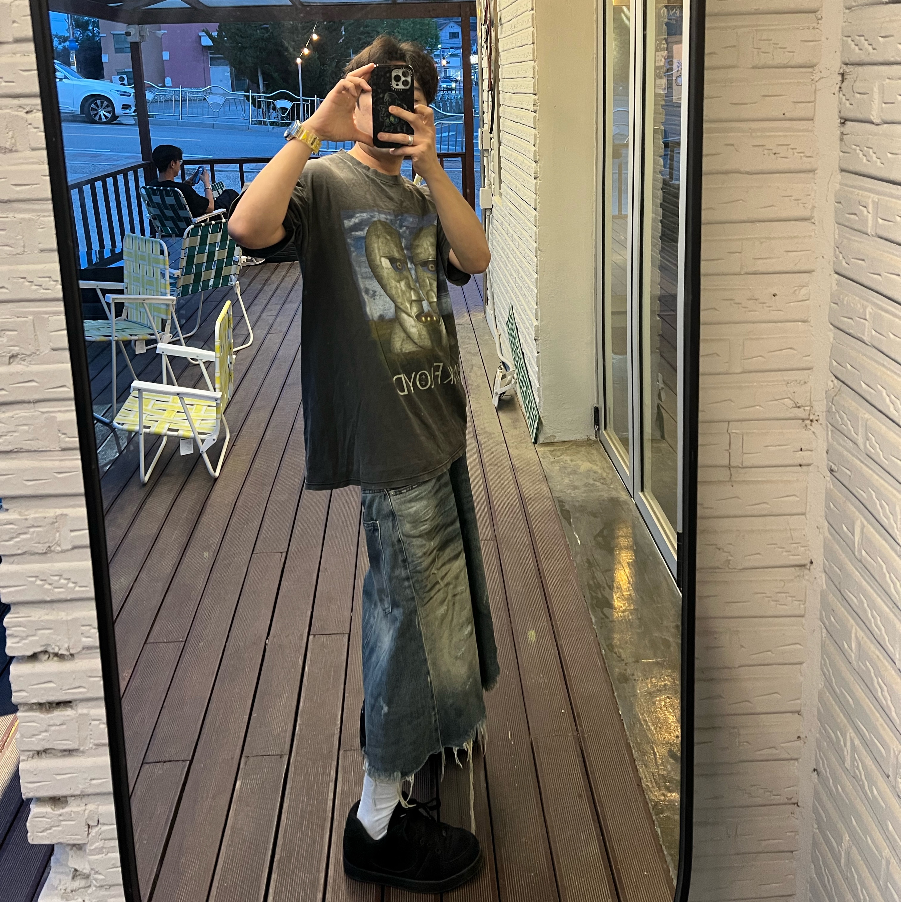 Project G/R Reworked Bermuda Shorts Blue 착용 스타일 - 1