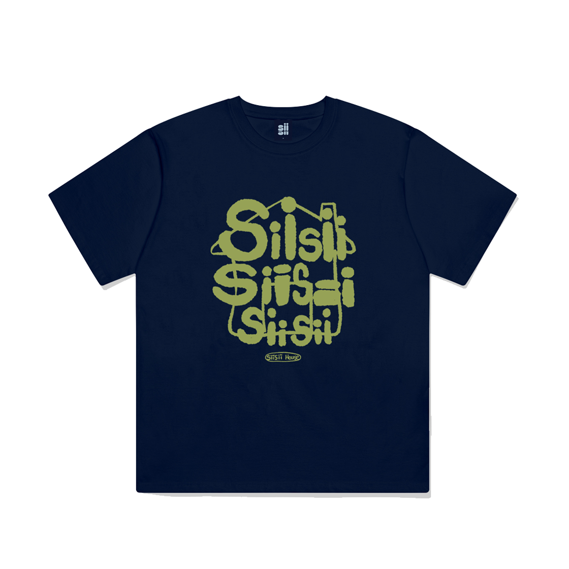 P241OTS051NV pagesiisii Siisii House Print Short Sleeve T-shirt Navy